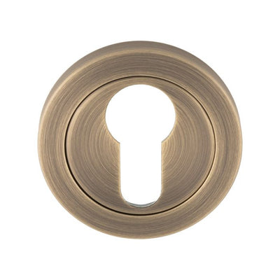 Euro Round Profile Escutcheon - Antique Brass