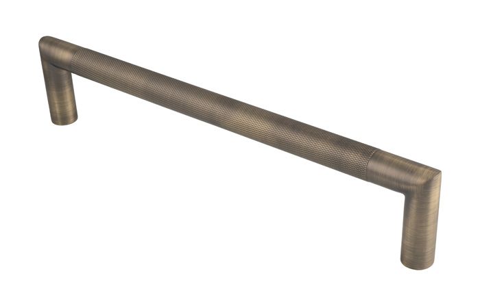 Mitred Knurled Bolt Through Fixing Pull Handle - Available In Two Sizes - Antique Brass