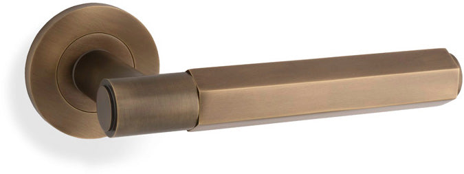 Spitfire Hex Lever Handle On Concealed Fix Low Profile Round Rose - Italian Antique Brass