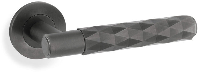 Spitfire Diamond Cut Lever Handle On Concealed Fix Low Profile Round Rose - Dark Bronze PVD