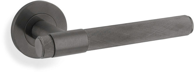 Kingstone Knurled Lever Handle On Concealed Fix Low Profile Round Rose - Dark Bronze PVD