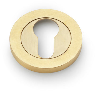 Concealed Fix Euro Profile Escutcheon - Low Profile Round Rose - Satin Brass PVD