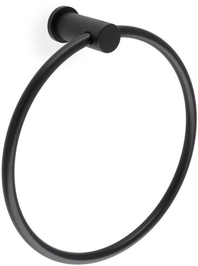 Brunel Diamond Knurled Towel Ring - Matt Black