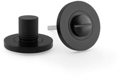 Knurled Bathroom Thumbturn and Release On Concealed Fix Low Profile Round Rose - Matt Black
