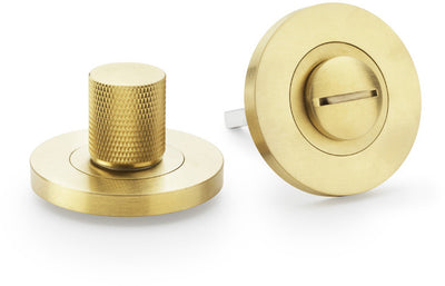 Knurled Bathroom Thumbturn and Release On Concealed Fix Low Profile Round Rose - Satin Brass PVD