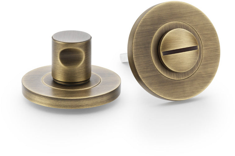 Plain Bathroom Thumbturn and Release On Concealed Fix Low Profile Round Rose - Antique Brass
