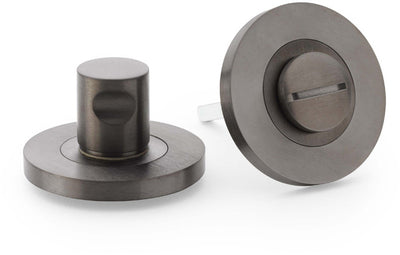 Plain Bathroom Thumbturn and Release On Concealed Fix Low Profile Round Rose - Dark Bronze PVD