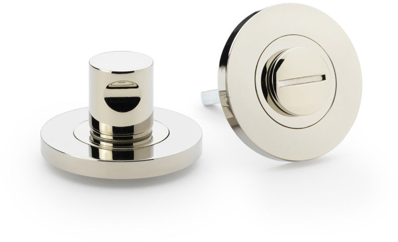 Plain Bathroom Thumbturn and Release On Concealed Fix Low Profile Round Rose - Polished Nickel PVD