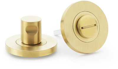 Plain Bathroom Thumbturn and Release On Concealed Fix Low Profile Round Rose - Satin Brass PVD