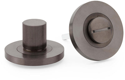 Reeded Bathroom Thumbturn and Release On Concealed Fix Low Profile Round Rose - Dark Bronze PVD