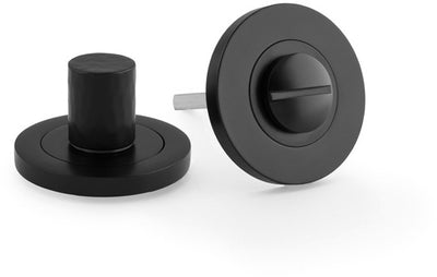 Hammered Bathroom Thumbturn and Release On Concealed Fix Low Profile Round Rose - Matt Black