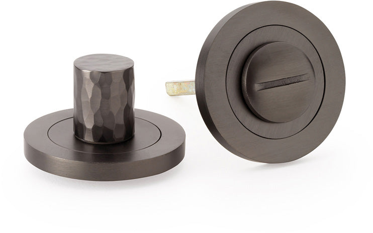 Hammered Bathroom Thumbturn and Release On Concealed Fix Low Profile Round Rose - Dark Bronze