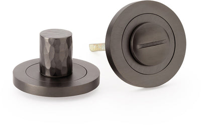 Hammered Bathroom Thumbturn and Release On Concealed Fix Low Profile Round Rose - Dark Bronze