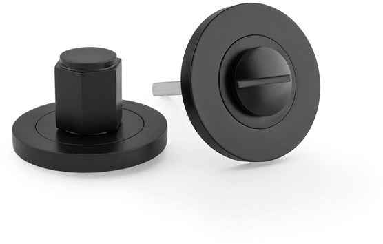 Hex Bathroom Thumbturn and Release On Concealed Fix Low Profile Round Rose - Matt Black