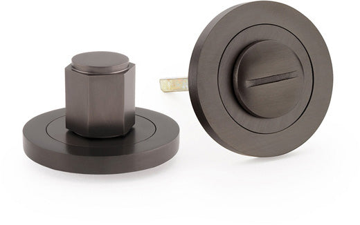 Hex Bathroom Thumbturn and Release On Concealed Fix Low Profile Round Rose - Dark Bronze
