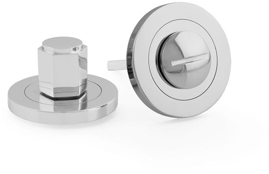 Hex Bathroom Thumbturn and Release On Concealed Fix Low Profile Round Rose - Polished Chrome