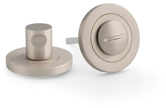 Plain Bathroom Thumbturn and Release On Concealed Fix Low Profile Round Rose - Satin Nickel