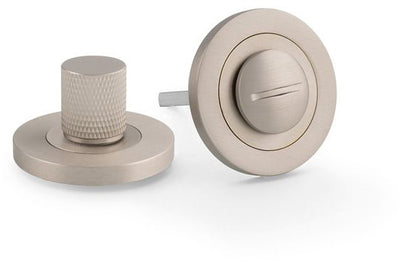 Knurled Bathroom Thumbturn and Release On Concealed Fix Low Profile Round Rose - Satin Nickel