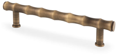 Crispin Bamboo T-bar Cabinet Handle - Available In Three Sizes - Antique Brass (Lacquered)