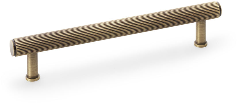 Crispin Reeded T-bar Cabinet Handle - Available In Three Sizes - Antique Brass (Lacquered)