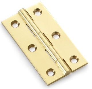 Small Cabinet Hinges - 64mm x 35mm - Polished Brass (Lacquered) - Pair