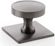 Bullion Cupboard Knob On Square Backplate - Dark Bronze PVD