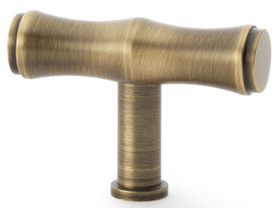 Crispin Bamboo T-bar Cupboard Knob - Antique Brass (Lacquered)