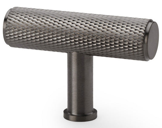 Crispin Knurled T-bar Cupboard Knob - Dark Bronze PVD