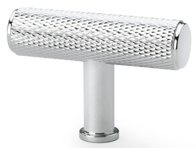 Crispin Knurled T-bar Cupboard Knob - Polished Chrome