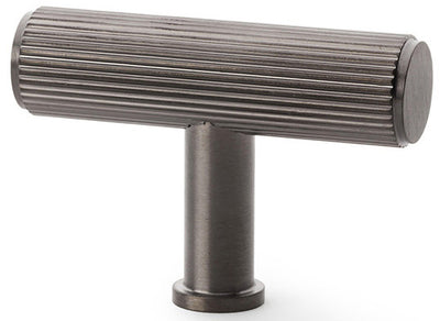 Crispin Reeded T-bar Cupboard Knob - Dark Bronze PVD
