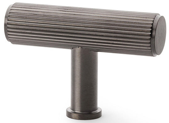 Crispin Reeded T-bar Cupboard Knob - Dark Bronze PVD