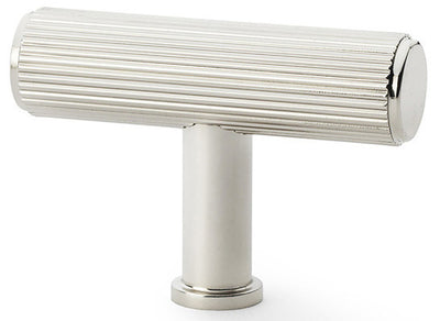 Crispin Reeded T-bar Cupboard Knob - Polished Nickel