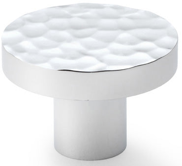 Hanover Hammered Cupboard Knob - Available In Two Sizes - Polished Chrome