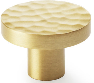 Hanover Hammered Cupboard Knob - Available In Two Sizes - Satin Brass