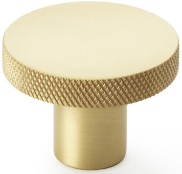 Hanover Knurled Circular Cupboard Knob - Available In Two Sizes - Satin Brass