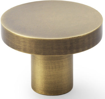 Hanover Plain Cupboard Knob - Available In Two Sizes - Antique Brass (Lacquered)