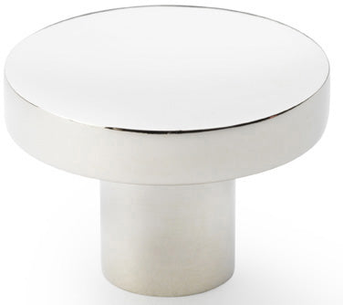 Hanover Plain Cupboard Knob - Available In Two Sizes - Polished Nickel