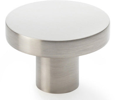 Hanover Plain Cupboard Knob - Available In Two Sizes - Satin Nickel
