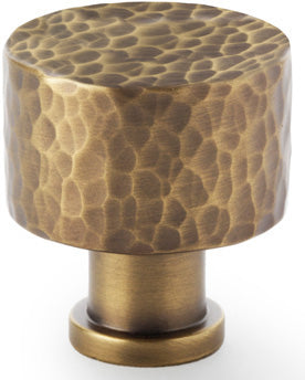 Leila Hammered Cupboard Knob - Available In Two Sizes - Antique Brass (Lacquered)