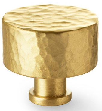 Leila Hammered Cupboard Knob - Available In Two Sizes - Satin Brass
