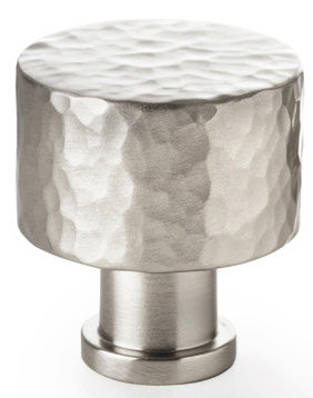 Leila Hammered Cupboard Knob - Available In Two Sizes - Satin Nickel