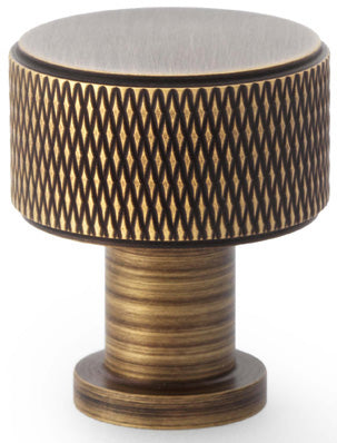 Lucia Knurled Cupboard Knob - Available In Two Sizes - Antique Brass (Lacquered)