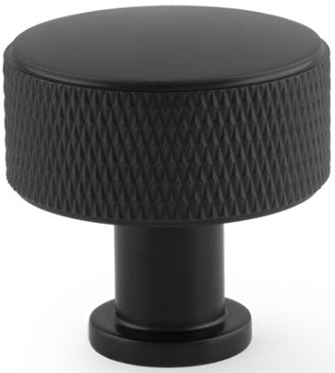 Lucia Knurled Cupboard Knob - Available In Two Sizes - Matt Black