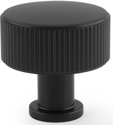 Lucia Reeded Cupboard Knob - Available In Two Sizes - Matt Black
