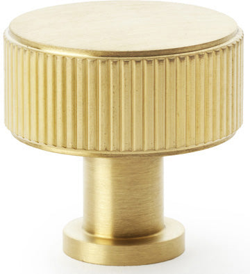 Lucia Reeded Cupboard Knob - Available In Two Sizes - Satin Brass PVD