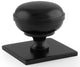 Quantock Cupboard Knob on Square Backplate - Available In Two Sizes - Matt Black