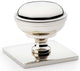 Quantock Cupboard Knob on Square Backplate - Available In Two Sizes - Polished Nickel PVD