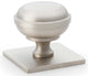 Quantock Cupboard Knob on Square Backplate - Available In Two Sizes - Satin Nickel