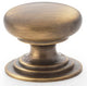 Waltz Round Cupboard Knob - Available In Three Sizes - Antique Brass (Lacquered)