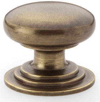 Waltz Round Cupboard Knob - Available In Three Sizes - Antique Brass (Lacquered)